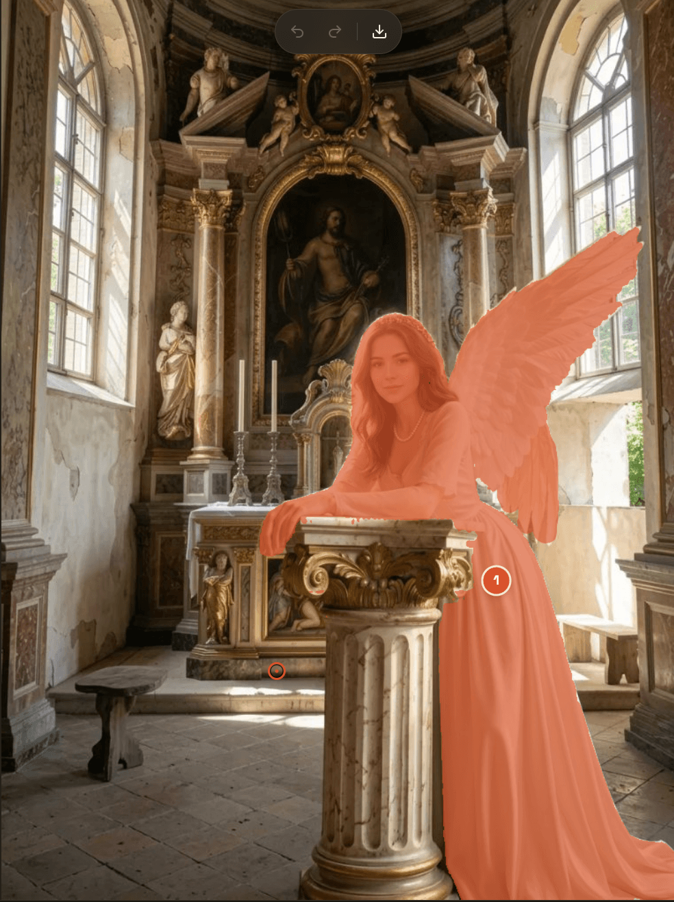 The angel selected — Composia tinted her whole figure from one box